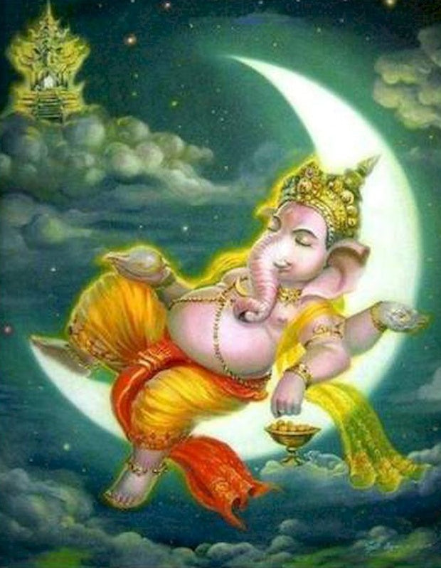 Ganesha del Hinduismo Durmiendo sobre la Luna Pintar por Números