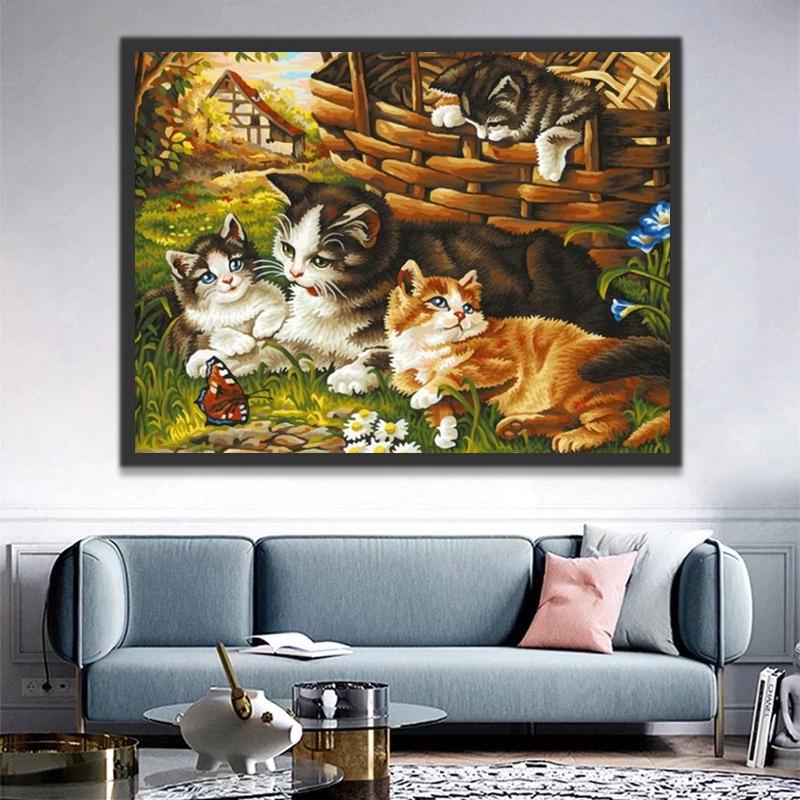 Gata y Gatitos Pintar por Números
