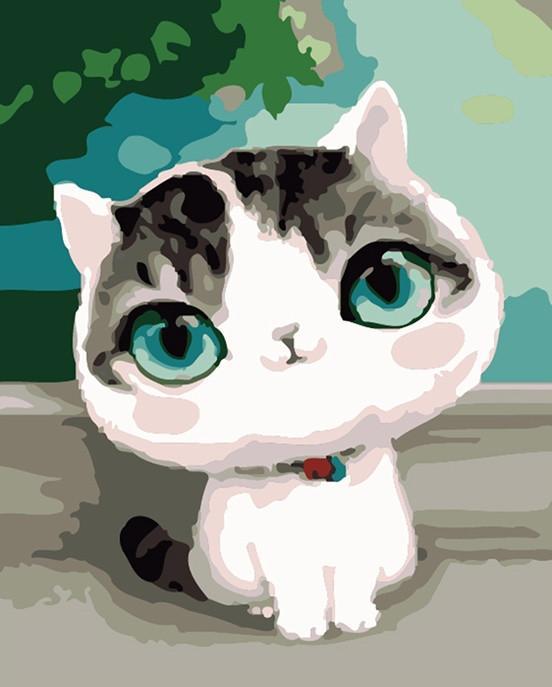 Gatito Adorable con los Ojos Verdes Pintar por Números
