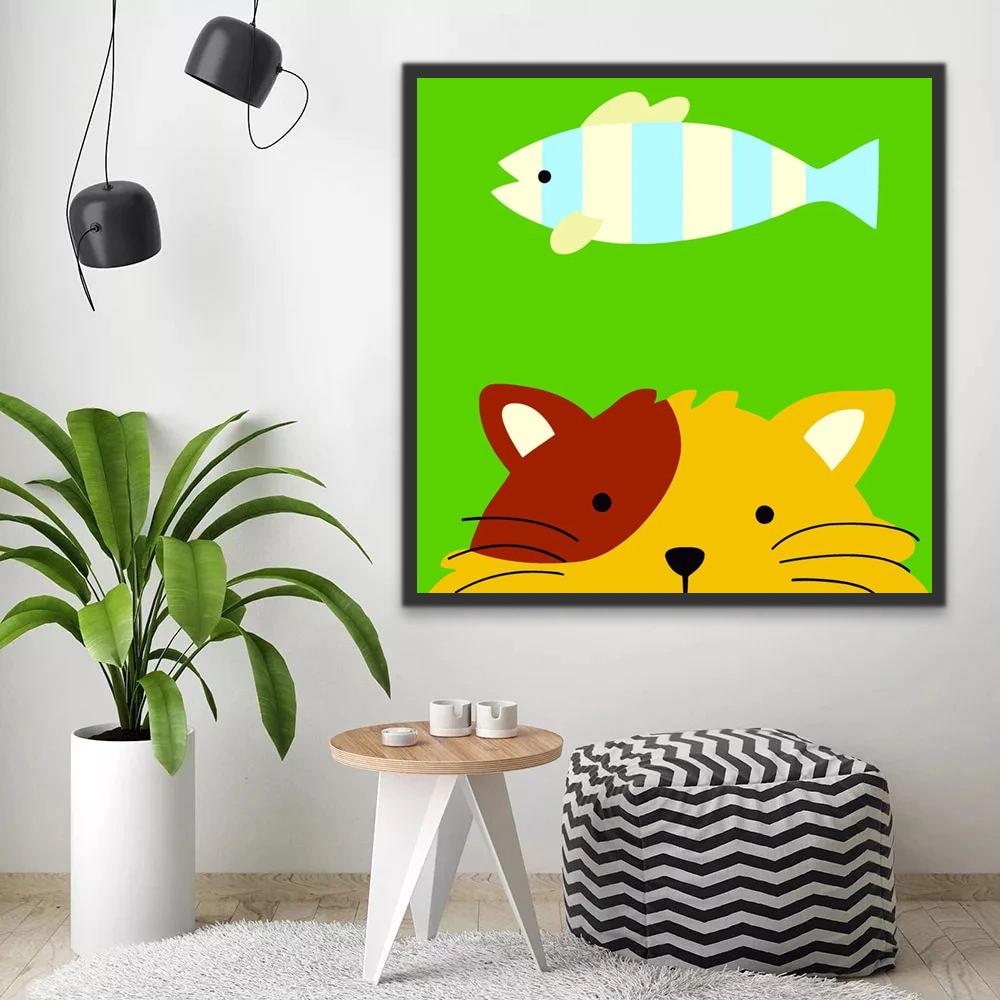 Gatito y Pez Pintar por Números Niños
