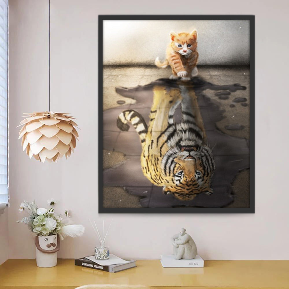 Gatito y Tigre en Agua Pintar por Números