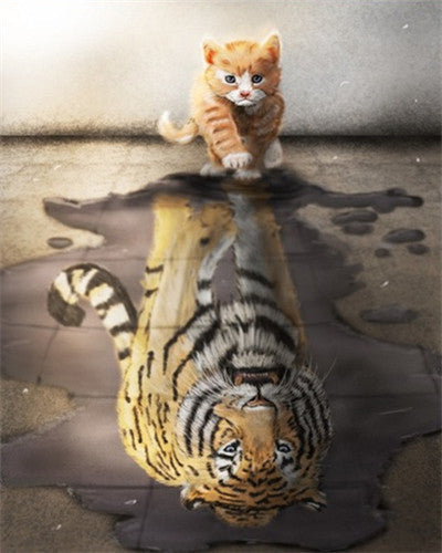 Gatito y Tigre en Agua Pintar por Números