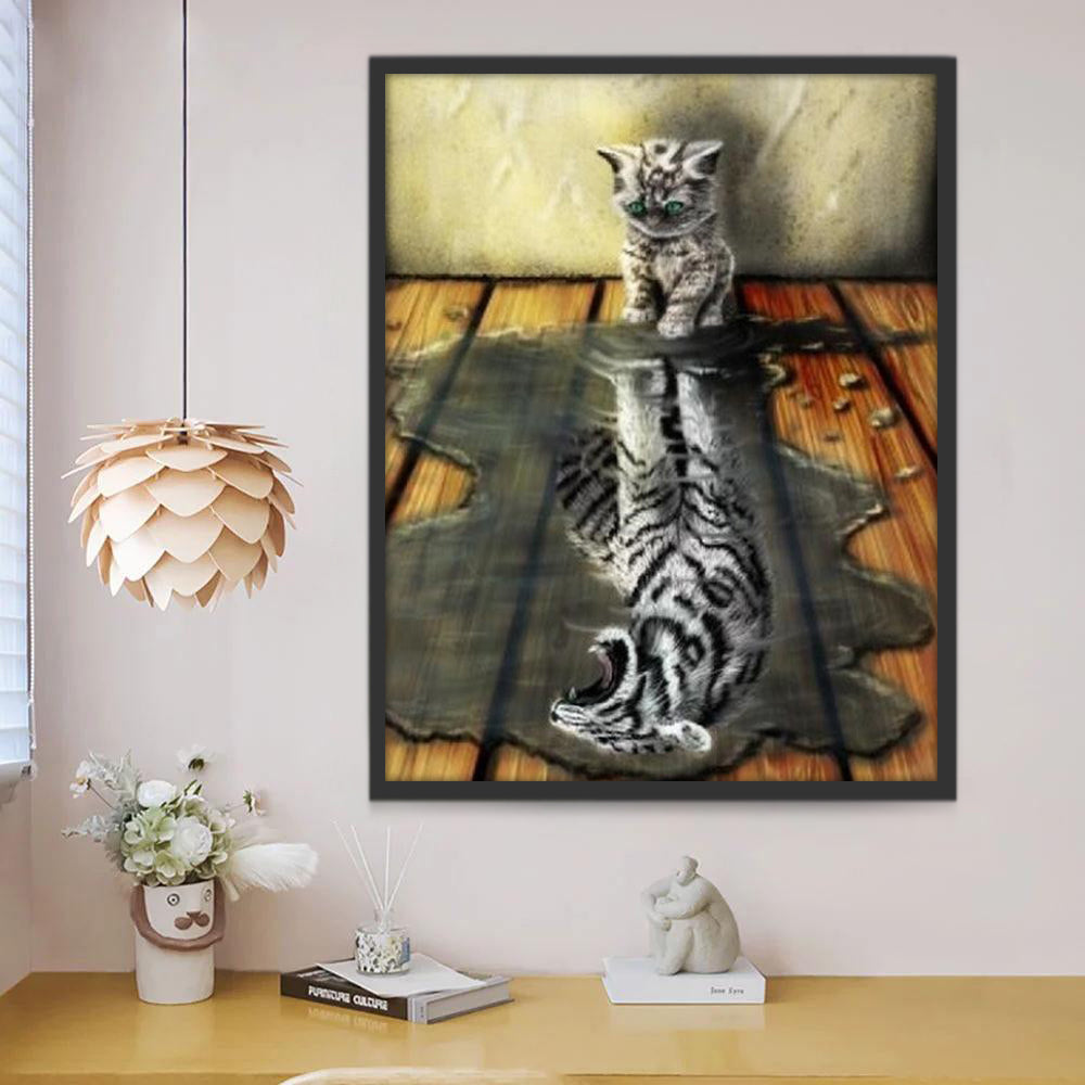 Gatito y Tigre en el Agua Pintar por Números