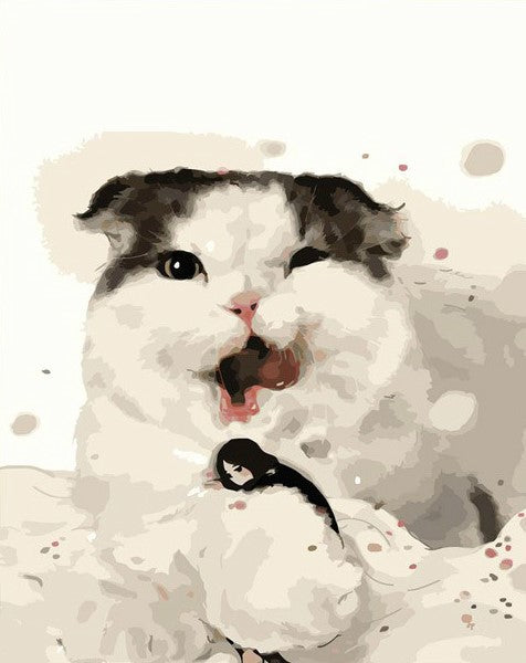 Gato Abrazando a una Chica Pintar por Números