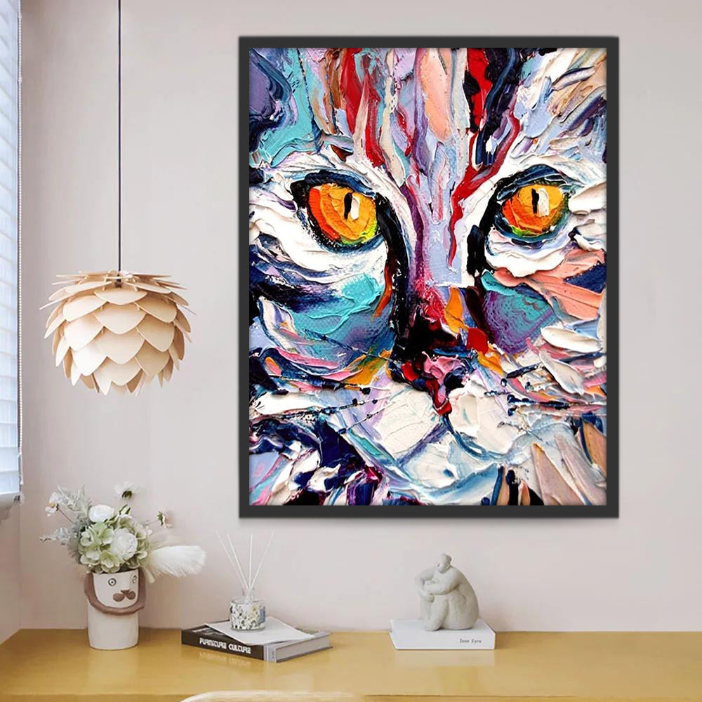 Gato Abstracto Pintado al Óleo Pintar por Números