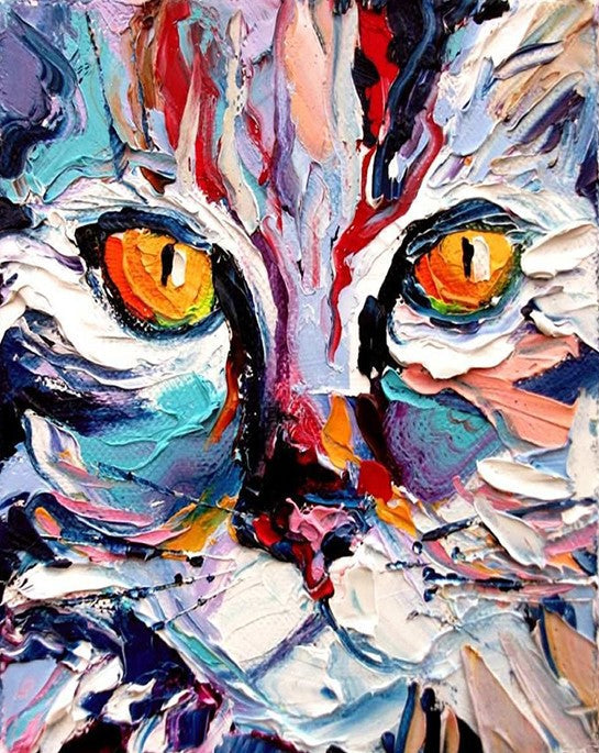 Gato Abstracto Pintado al Óleo Pintar por Números