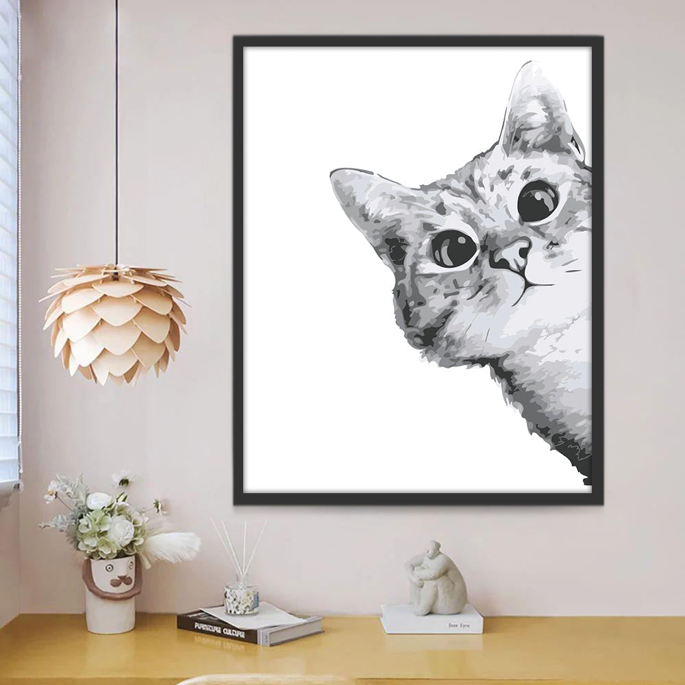 Gato Adorable en Blanco y Negro Pintar por Números