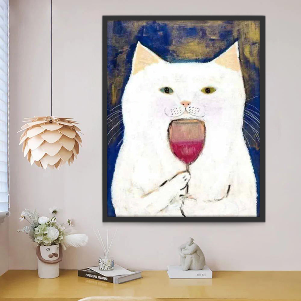 Gato Bebiendo el Vino Pintar por Números