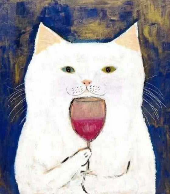 Gato Bebiendo el Vino Pintar por Números
