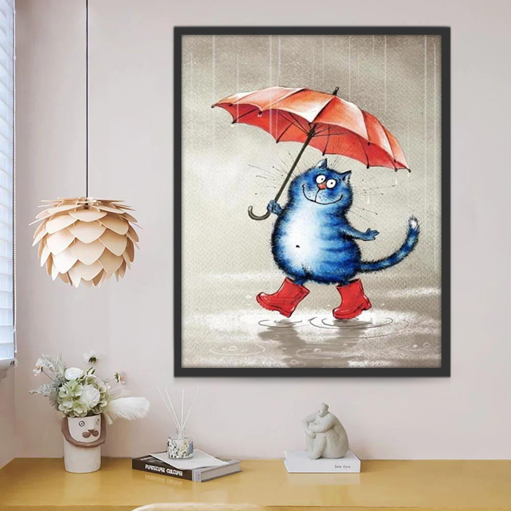 Gato con Botas Impermeables y Paraguas Pintar por Números