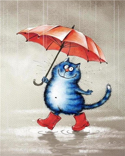 Gato con Botas Impermeables y Paraguas Pintar por Números