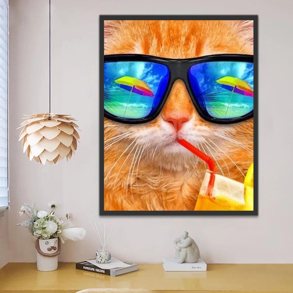 Gato con Gafas de Sol Pintar por Números