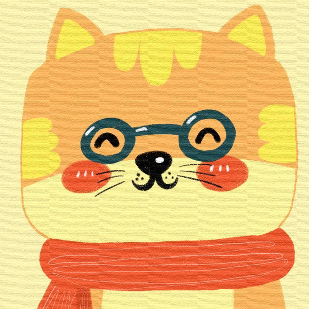 Gato con Gafas y Bufanda Pintar por Números Niños