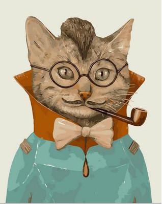 Gato con Gafas y Cachimbo Pintar por Números