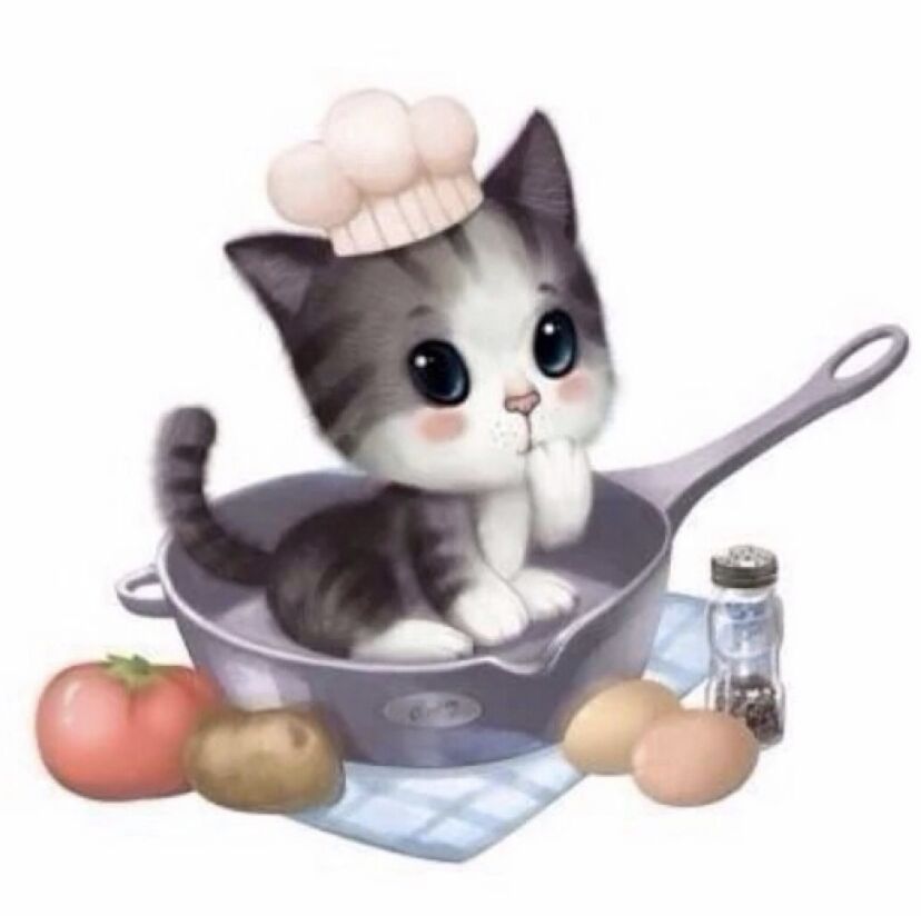 Gato con Gorro Cocinero Sentado en la Olla Pintar por Números