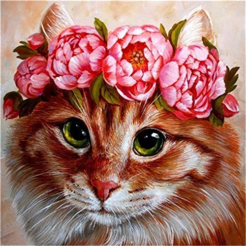 Gato con Guirnalda de Flores Pintar por Números