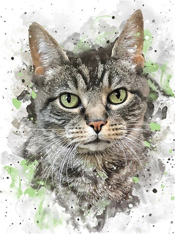 Gato con Los Ojos Verdes Pintado por La Tinta Pintar por Números
