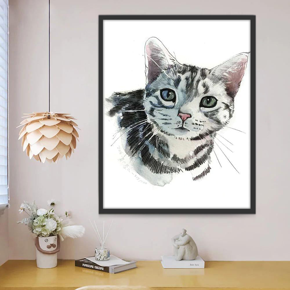 Gato con Rayas Blancas y Negras Pintar por Números
