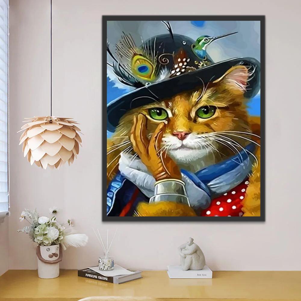 Gato con Ropa y Sombrero Pintar por Números