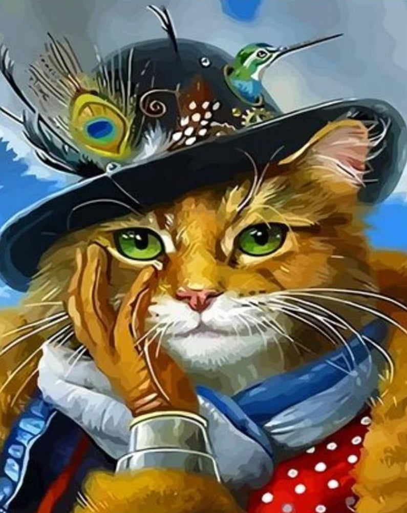 Gato con Ropa y Sombrero Pintar por Números