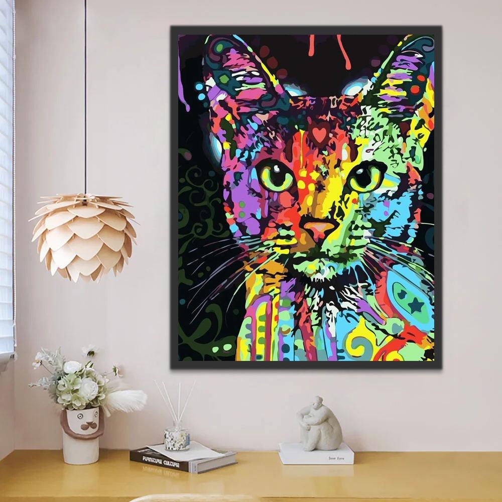Gato de Colores Brillantes Pintar por Números