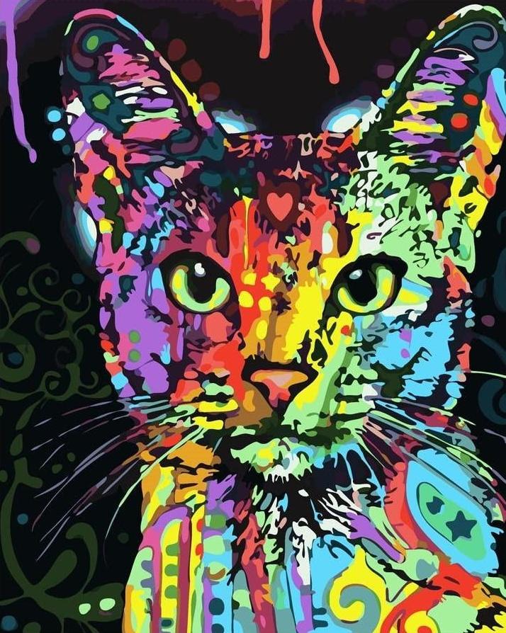 Gato de Colores Brillantes Pintar por Números