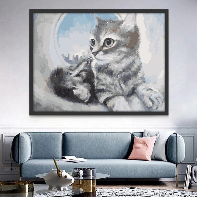 Gato de Franjas Blancas y Negras Pintar por Números