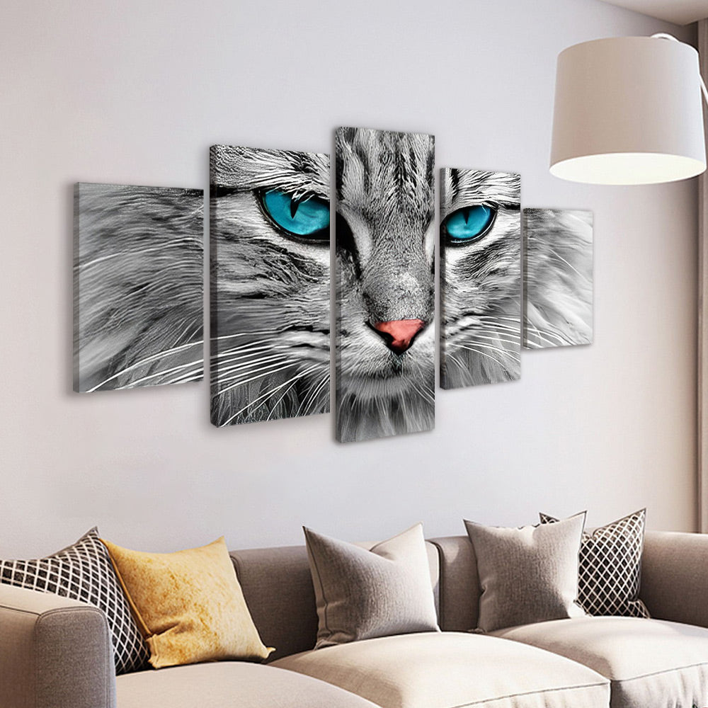 Gato de los Ojos Azules 5 Partes Pintar por Números