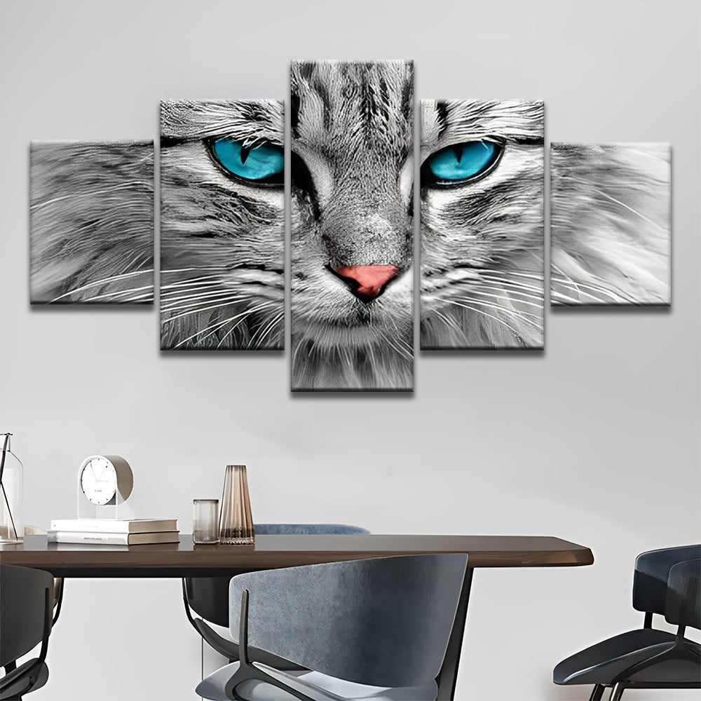 Gato de los Ojos Azules 5 Partes Pintar por Números