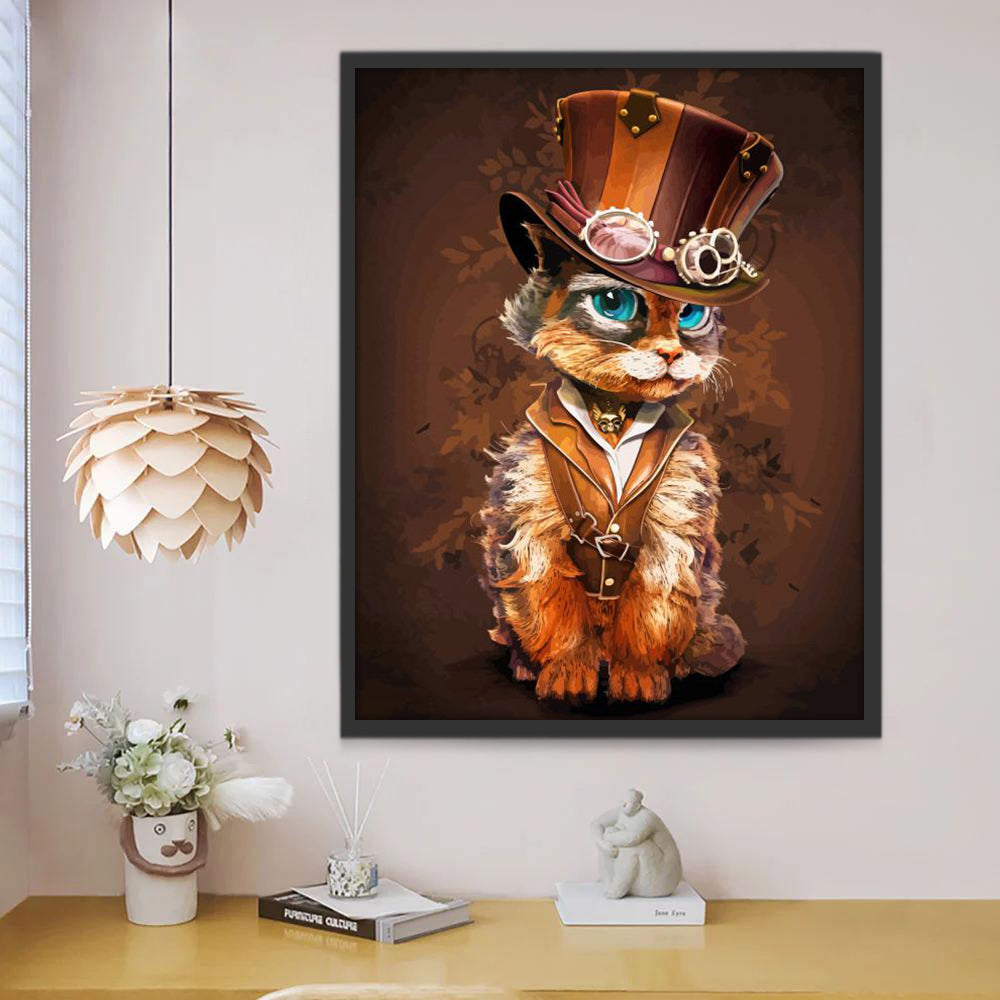 Gato de los Ojos Azules con Sombrero Pintar por Números