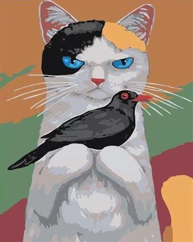 Gato Descontento Mirando un Pájaro Pintar por Números