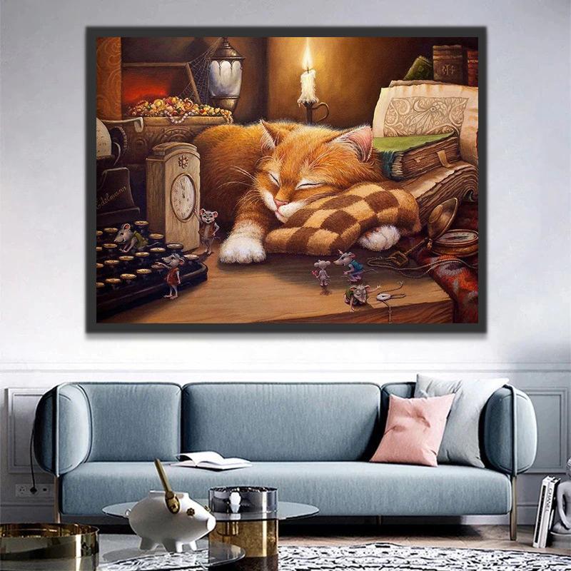 Gato Durmiendo en un Cuarto Mágico Pintar por Números