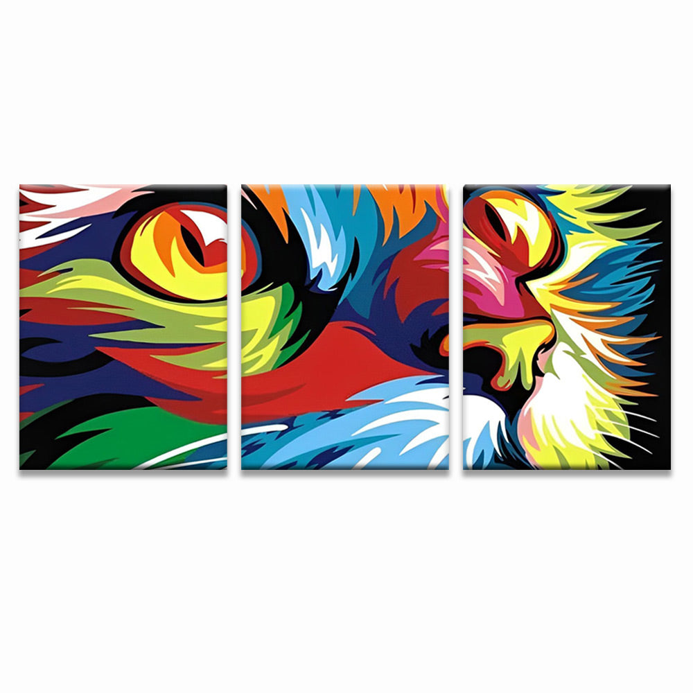 Gato en Color Mirando Hacia Arriba 3 Partes Pintar por Números