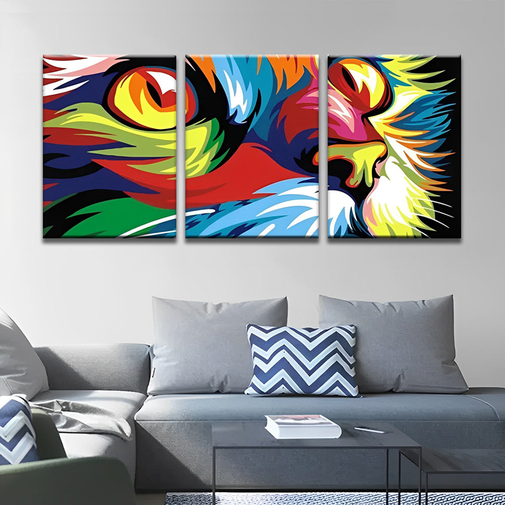 Gato en Color Mirando Hacia Arriba 3 Partes Pintar por Números
