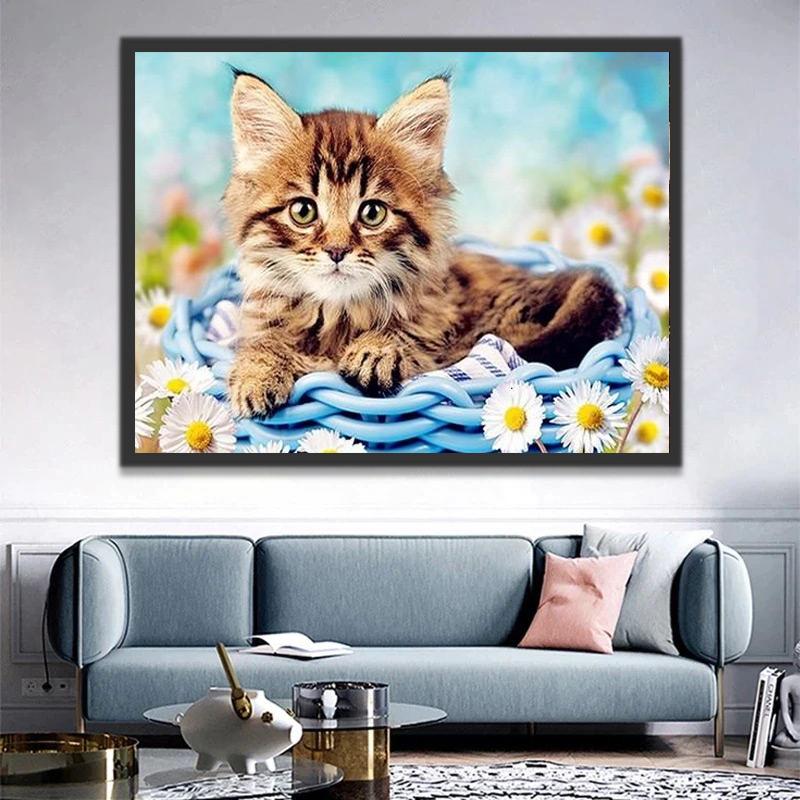 Gato en la Canastilla de Camomila Pintar por Números