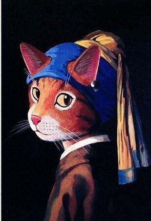 Gato en la Pintura de La Joven de la Perla Pintar por Números