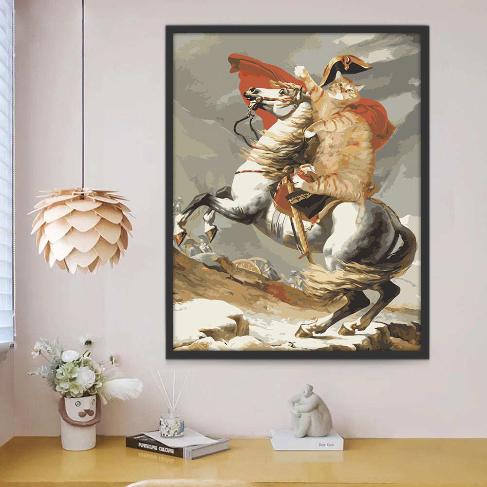 Gato en Pintura de Napoleón Cruzando los Alpes Pintar por Números