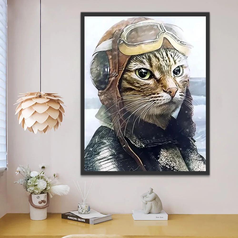 Gato en Traje de Piloto Pintar por Números