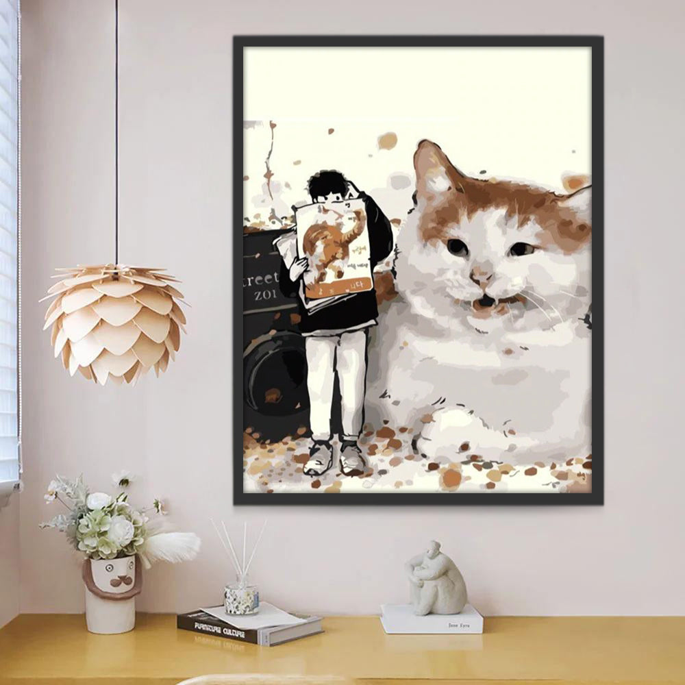 Gato Enorme y Niño Pequeño Pintar por Números