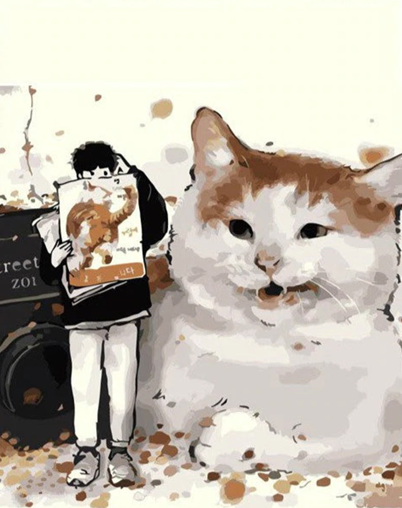 Gato Enorme y Niño Pequeño Pintar por Números