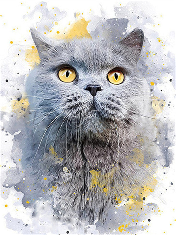 Gato Gris Pintado en Tinta Pintar por Números