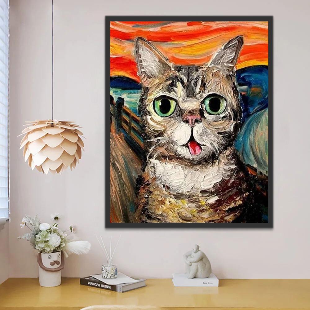 Gato Imitando El Grito de Edvard Munch Pintar por Números