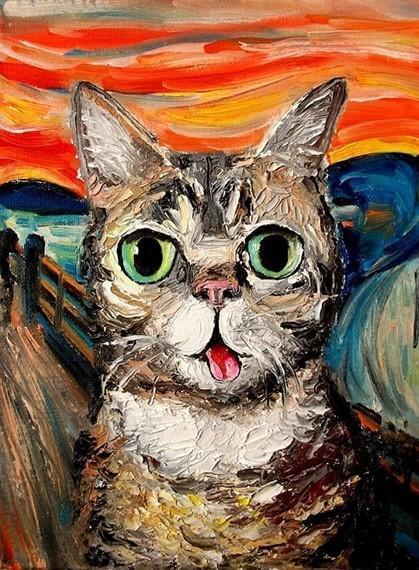Gato Imitando El Grito de Edvard Munch Pintar por Números