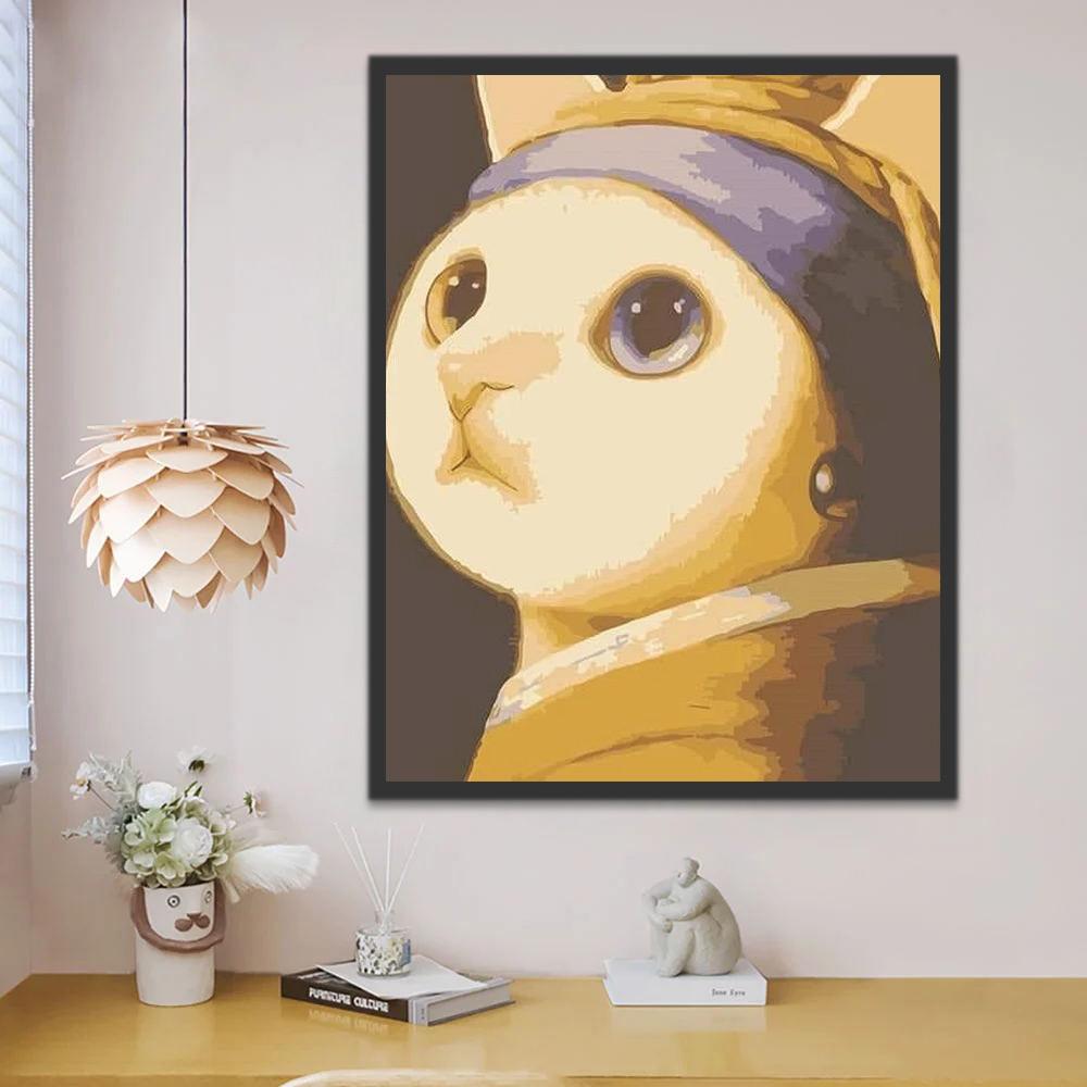 Gato Imitando La Joven de La Perla Pintar por Números
