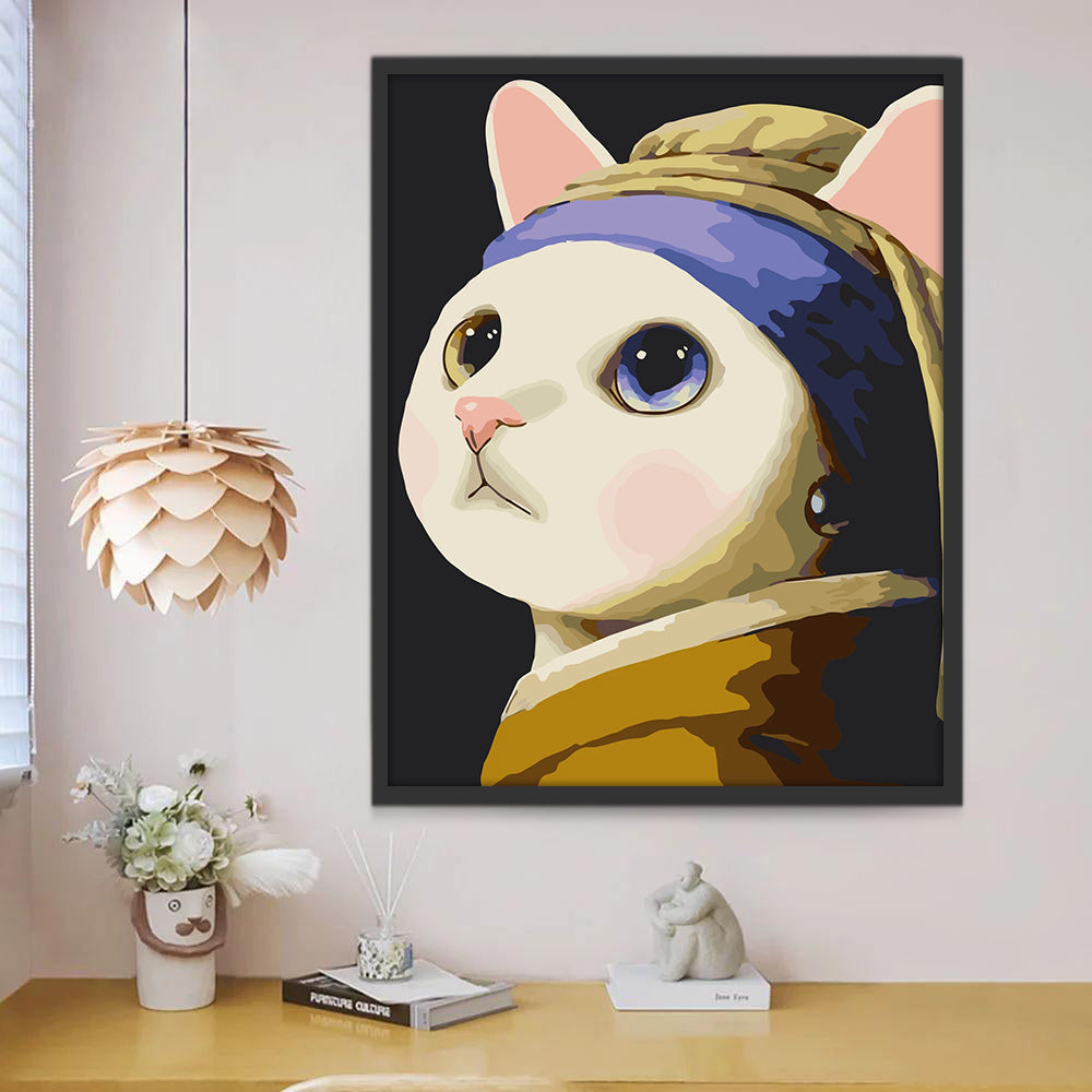 Gato Imitando La Joven de la Perla Pintar por Números