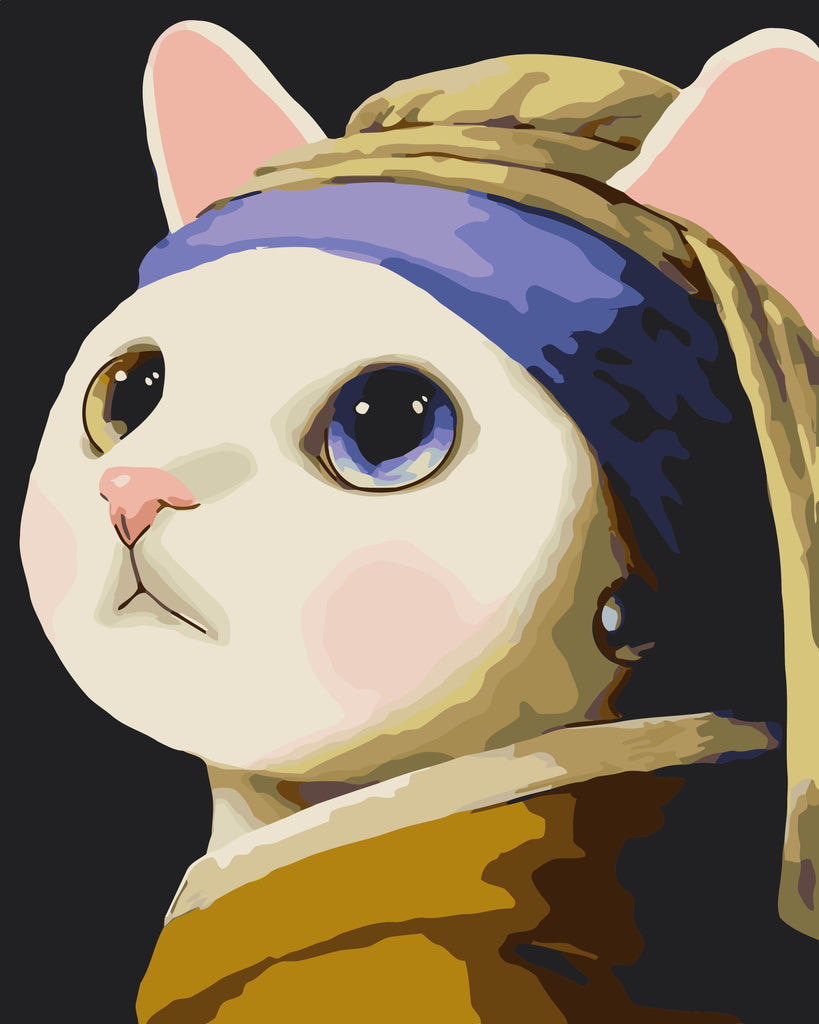 Gato Imitando La Joven de la Perla Pintar por Números
