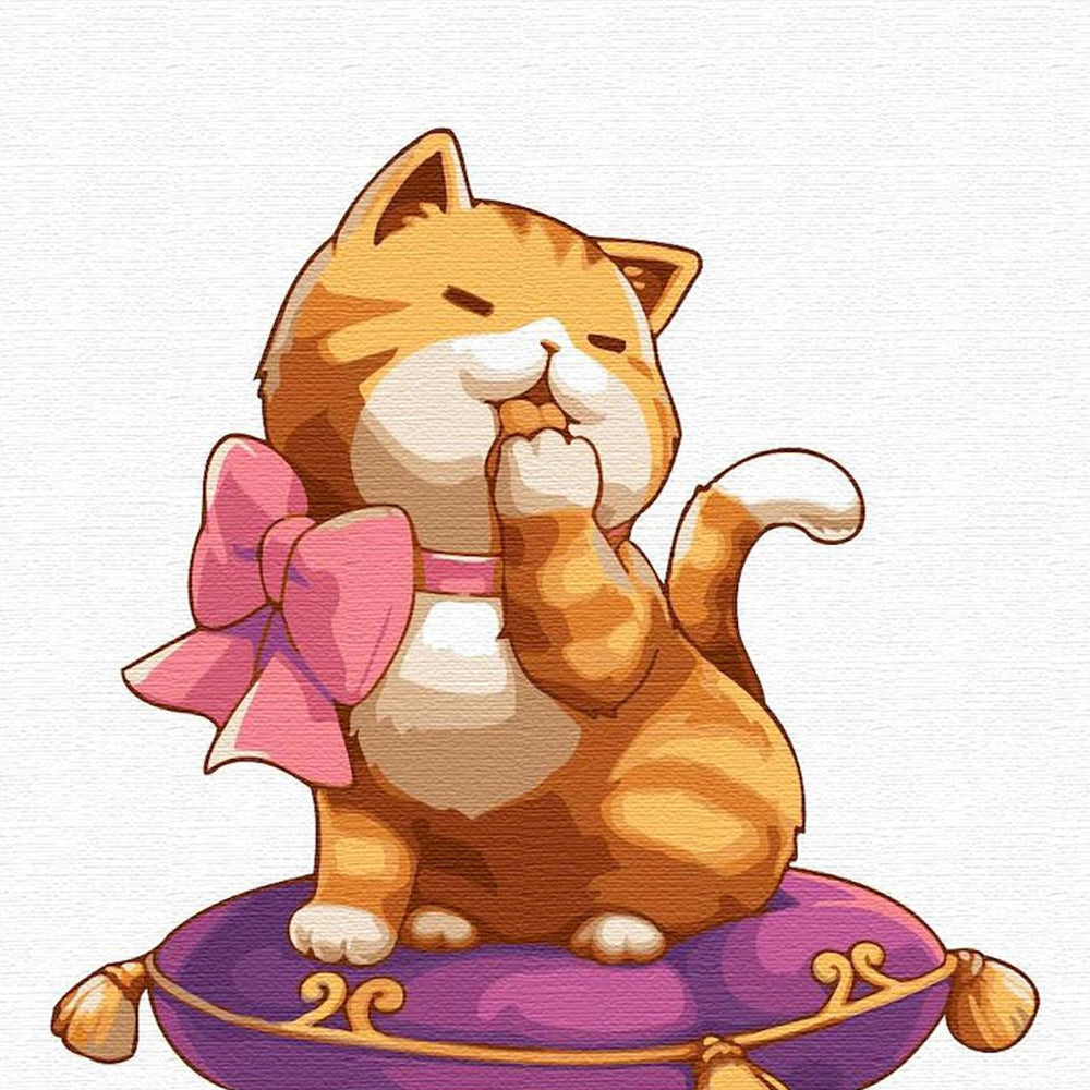 Gato Lamiendo Su Pata Pintar por Números Niños