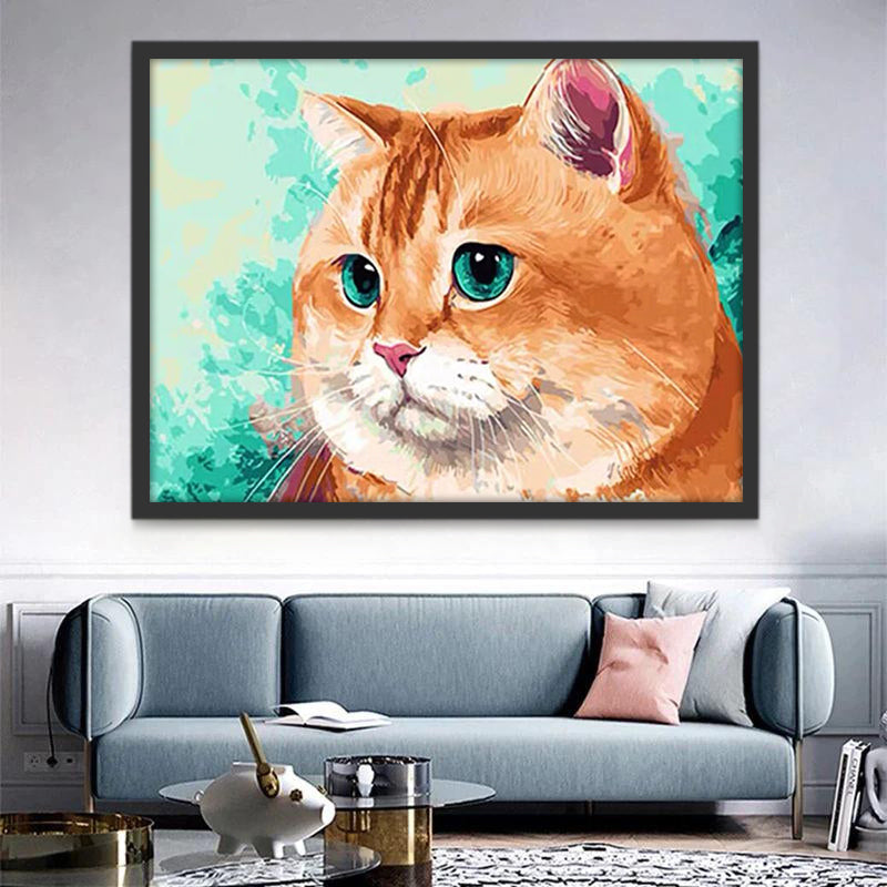 Gato Naranja con los Ojos Verdes Pintar por Números