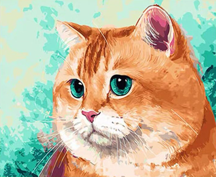 Gato Naranja con los Ojos Verdes Pintar por Números