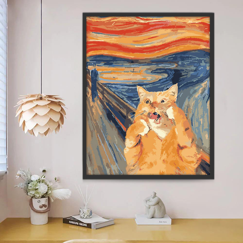 Gato Naranja Imitando El Grito de Edvard Munch Pintar por Números